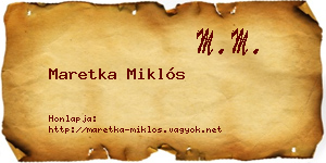Maretka Miklós névjegykártya